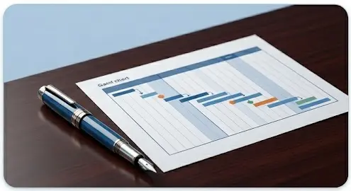 caneta ao lado de uma folha com uma planilha impressa